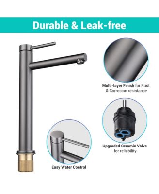  6 7/8" x 1 15/16" x 12 3/8"-  Bathroom Vessel Sink & Faucet Kit 8" Vanity Mixer Tap Tempered Glass