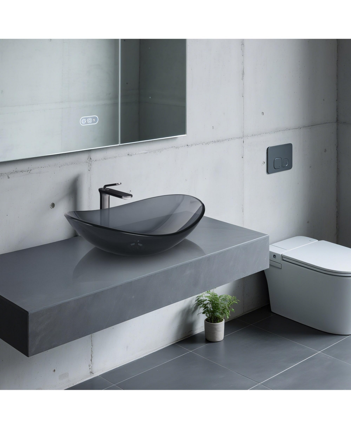 Bathroom Faucet Vessel Sink Kit Vanity Mixer Tap Tempered Glass Sink - Natrual