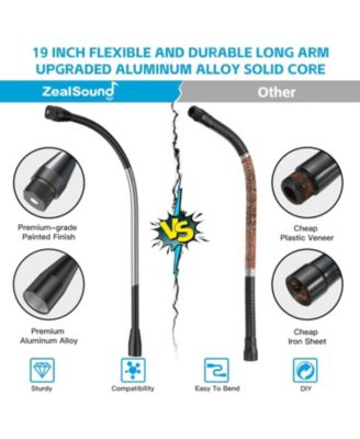 Upgraded Metal Hose Arm, 19-inch Flexible Stand, Heavy Duty Mic & Phone Holder, 5/8" Thread