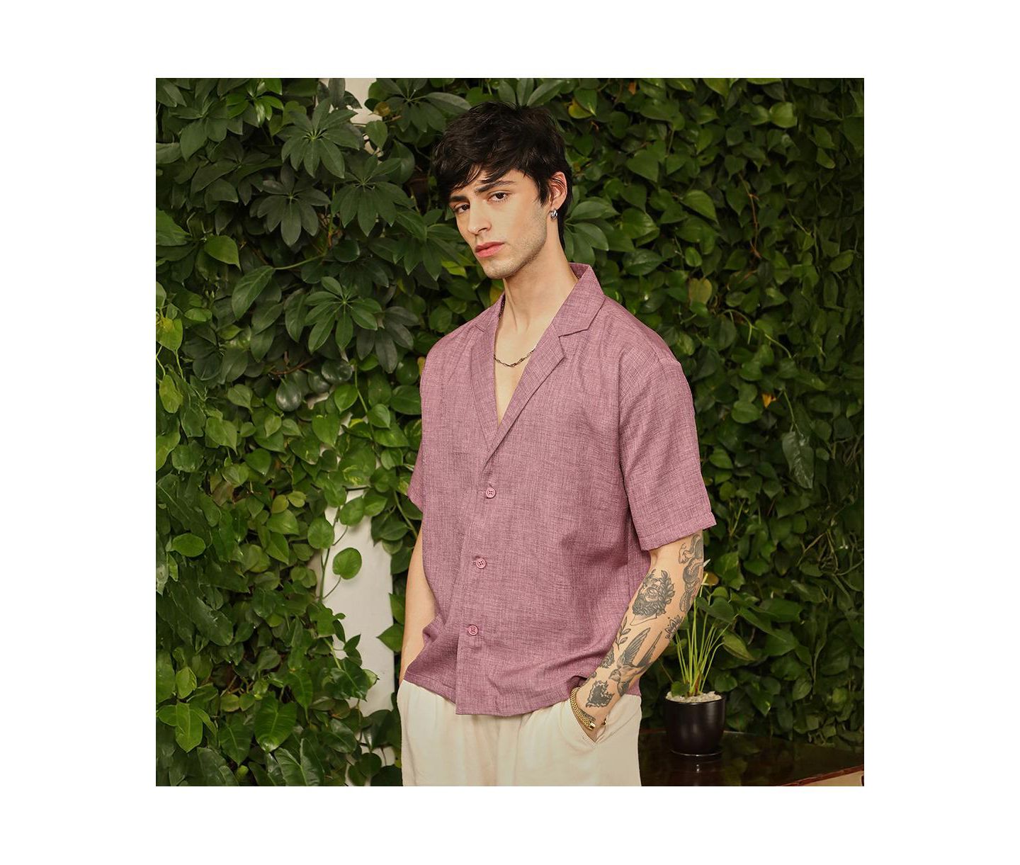 Мужская рубашка Cahoot Campus Sutra Brick Red Heathered Korean Oversized, цвет: Красный — фото 4