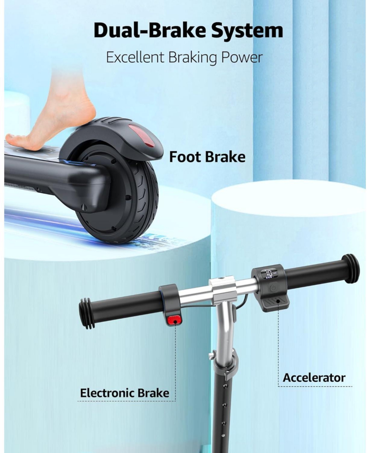 Gyroshoes H30 Max Electric Scooter for Kids, Led Dispaly, 150W Powerful Motor, Dual Brake System, Adjustable Height and Speed, Best Presents Kids