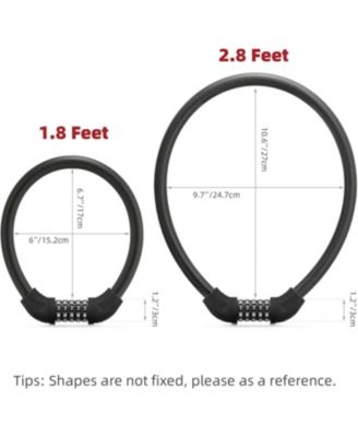 Bike Lock 5 Digit Cable Lock Lightweight Bicycle Lock Bike Lock Combination Portable Lock for Bike 22inch Black