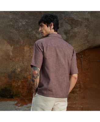 Men's Brown Stone Heathered Korean Oversized Shirt