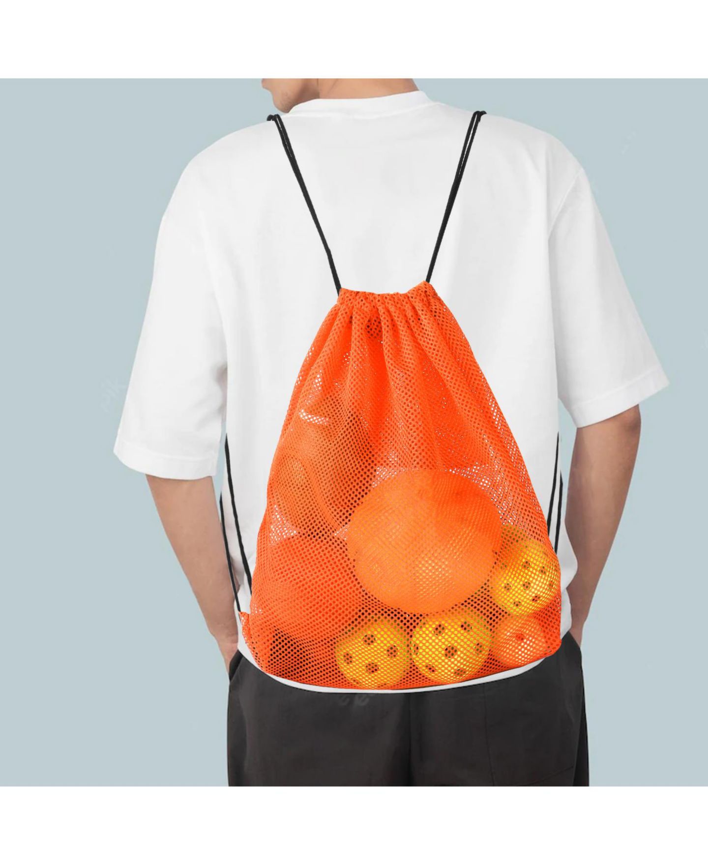 Рюкзак GSE Games & Sports Expert 19"x15" Mesh Drawstring Bag for Sports Gym Gear, Backpacking, Camping Gear, Travel (Several Colors Available), цвет: Оранжевый — фото 6