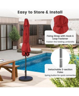 7.5 ft Patio Umbrella Outdoor Heavy Duty Market Umbrella w/ Push Button Tilt Burgundy