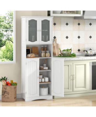 Bathroom Storage Cabinet with Frost Glass Doors and Shelves