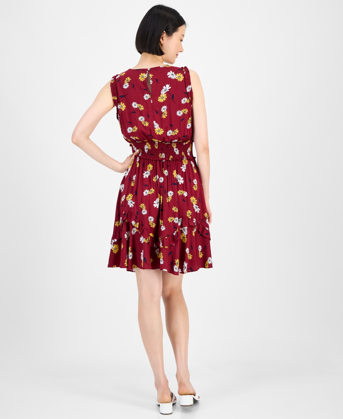 Tommy Hilfiger Women's Daisy-print Smocked-waist Dress In Multi