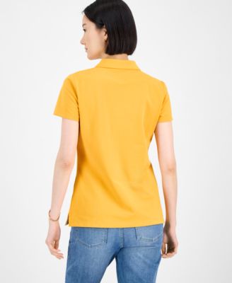 Women's Solid Short-Sleeve Polo Top