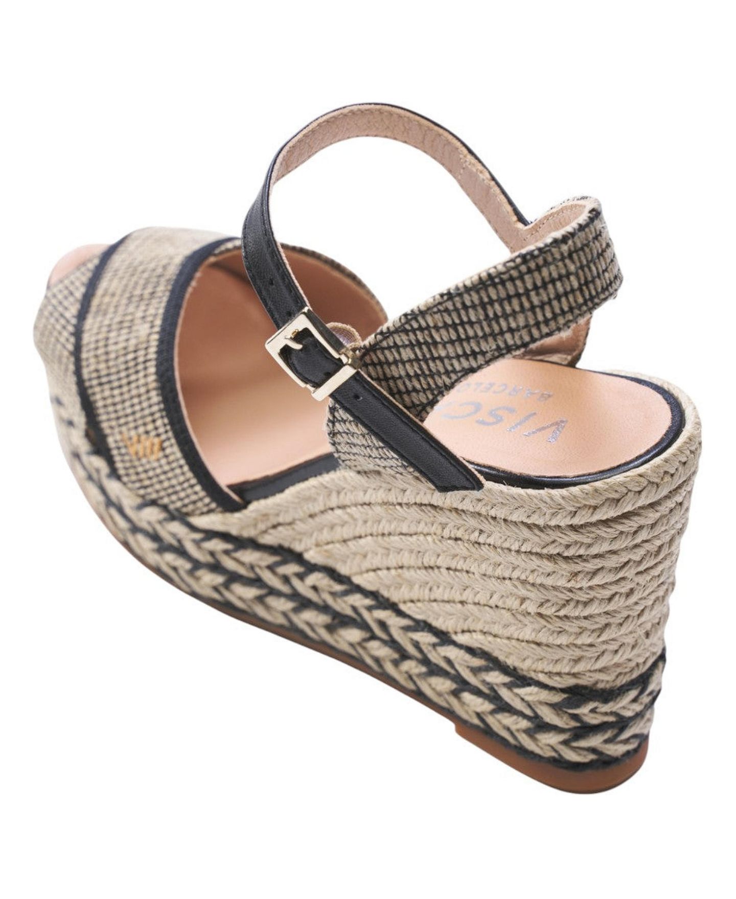 Женские сандалии VISCATA Empuria Canvas Espadrille Sandal Wedges Ankle Strap, цвет: Чёрный — фото 2