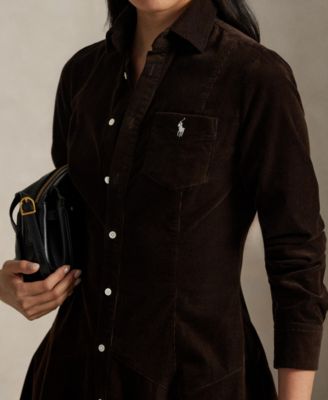 Women's Cotton Corduroy A-Line Shirtdress