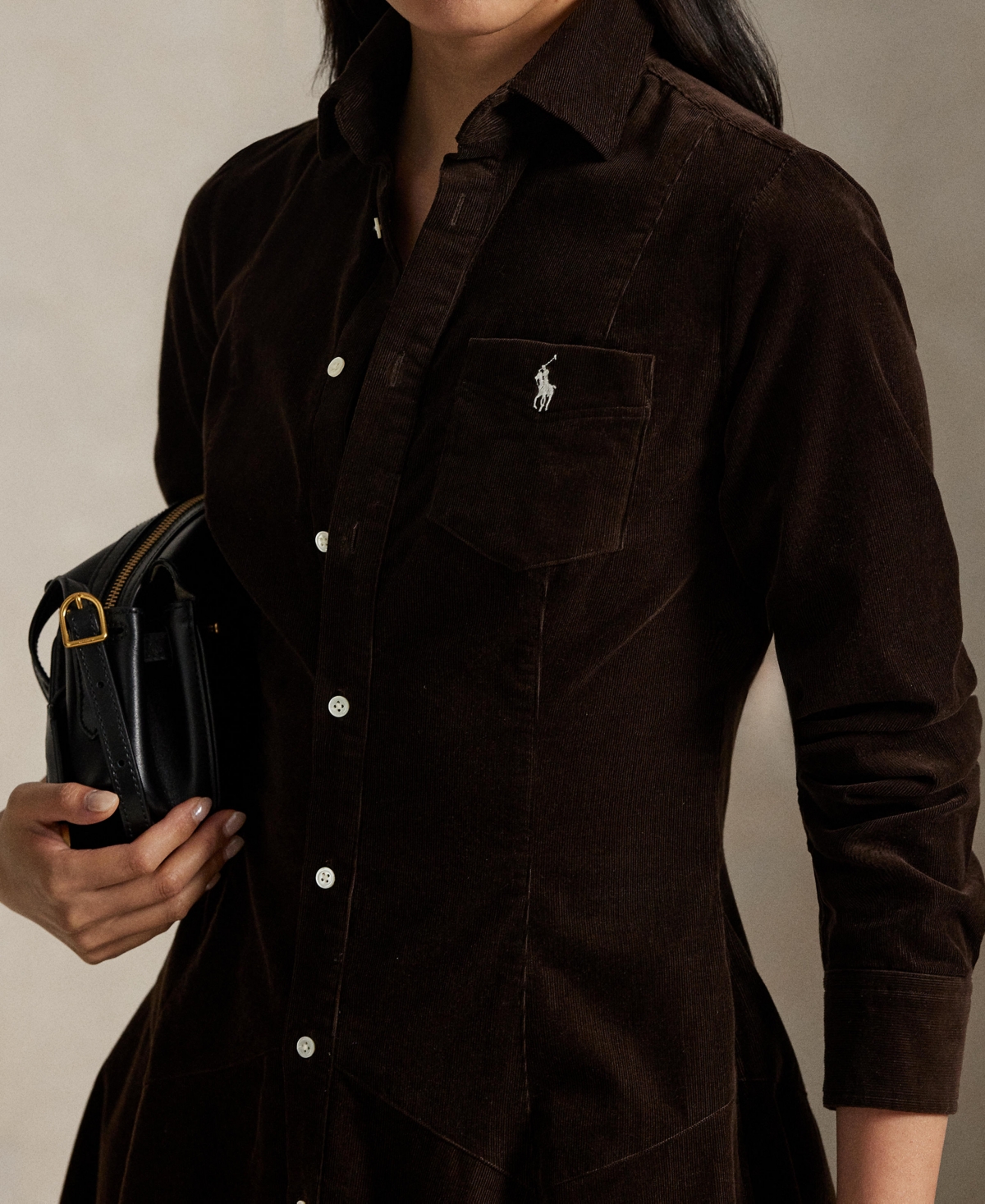 Polo Ralph Lauren Cotton Corduroy A-line Shirtdress