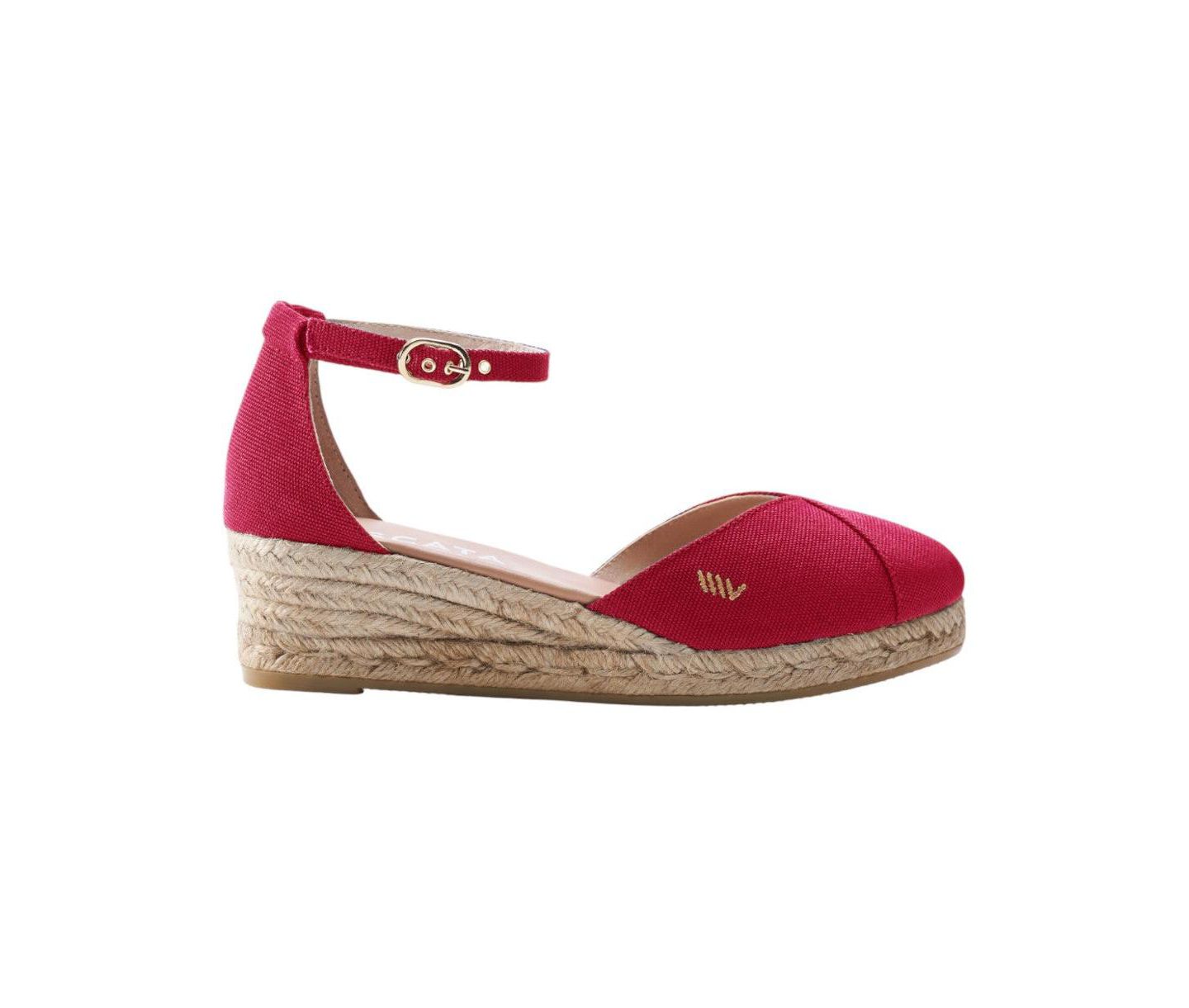 Женские сандалии VISCATA Formiga Canvas Espadrille Wedges Ankle Strap, цвет: Красный — фото 1