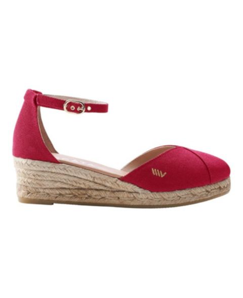 Женские сандалии VISCATA Formiga Canvas Espadrille Wedges Ankle Strap, цвет: Красный