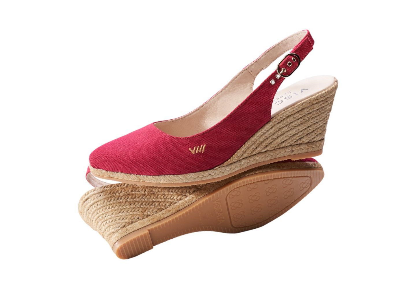 Женские сандалии VISCATA Palomera Canvas Espadrille Wedges Slingback, цвет: Вишнёвый — фото 3