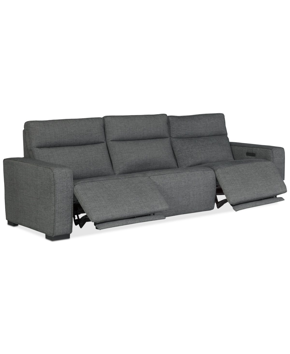 Macy's Miren 3-pc. Fabric Sectional With 2 Power Headrest Recliners, Exclusively At  In Gray