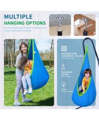 Cotton Kids Pod Swing Seat Blue Pink and Blue,Sensory Swing for Indoor and Outdoor