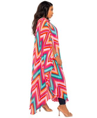 Women's Plus Size Chevron Robe with Wrist Band