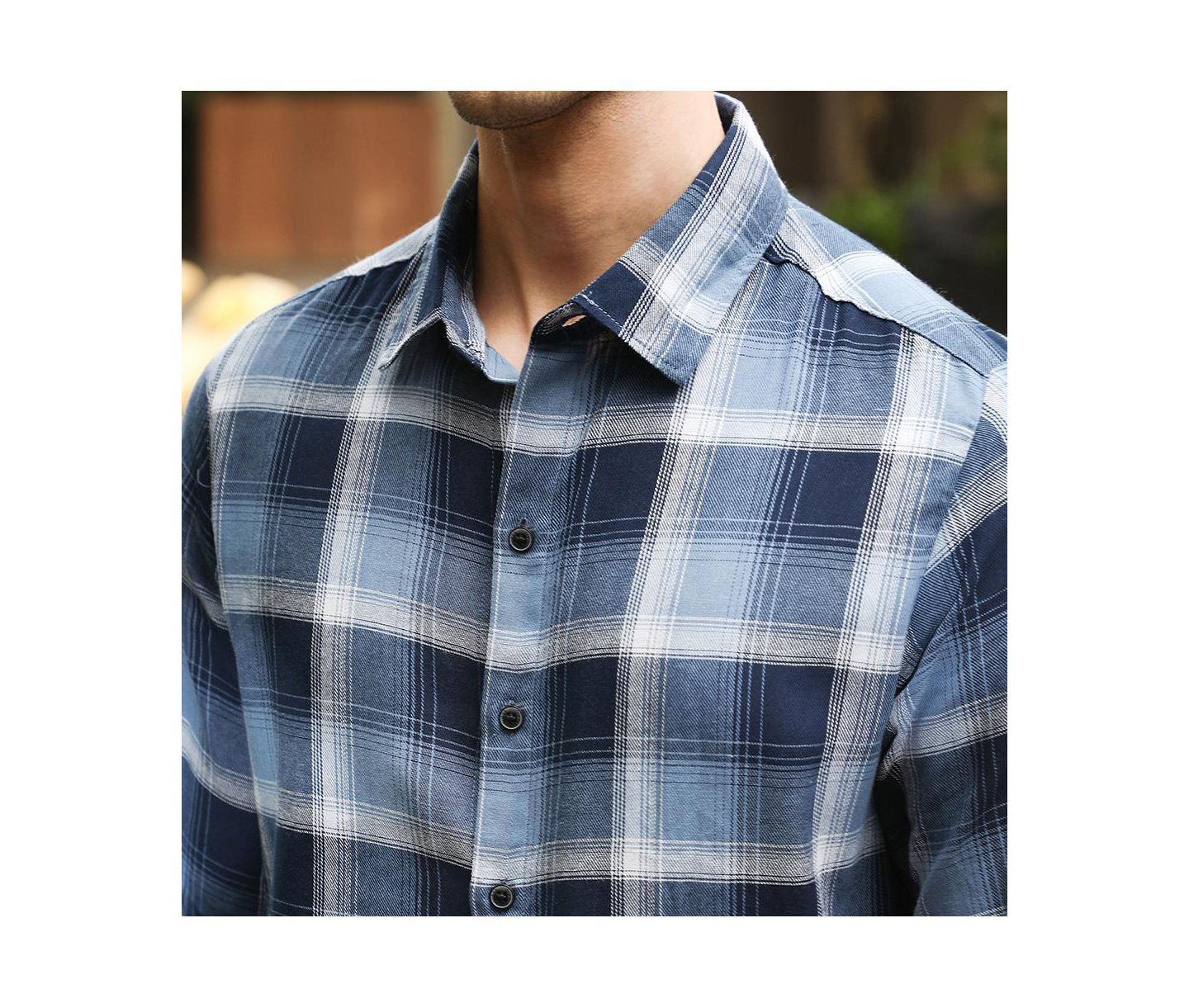 Мужская рубашка Cahoot Campus Sutra Navy Blue & Off-White Multi-Checkered, цвет: Синий — фото 7