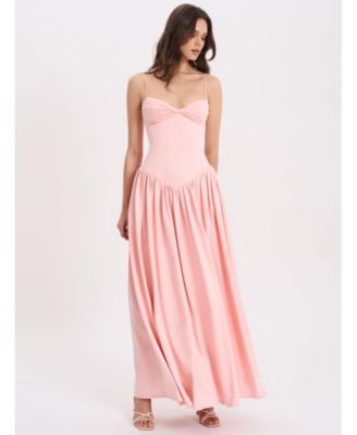 Women's Najwa Baby Pink Ruched Breast Drop Waist Maxi Dress