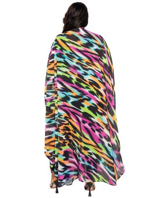 Plus Size Buom Couture Animal Print Robe with Wrist Band