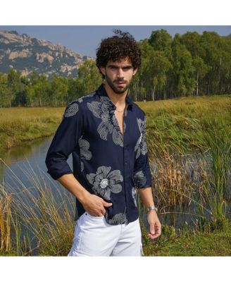Men's Navy Blue Maxi-Flora Shirt