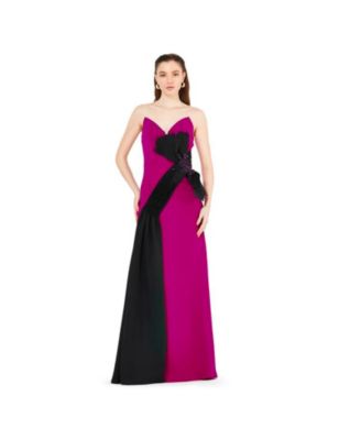 Women's Contrast Bow Detail Crepe Gown