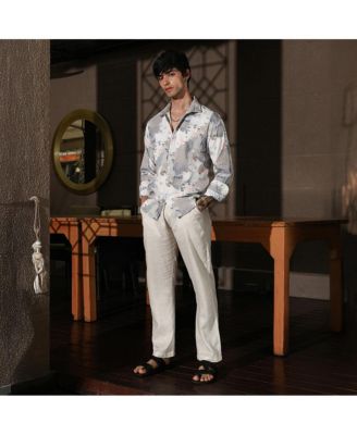 Men's Moon Grey & Chalk White Artistic-Blur Shirt