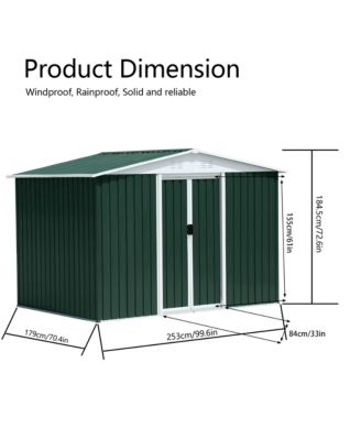 8FTx6FT Outdoor Storage Garden Bike Shed With Aluminum alloy frame and sliding door