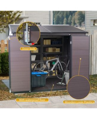 8 x 6 ft Resin Outdoor Storage Shed with Floor & Two Windows & Lockable Door