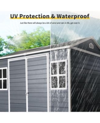 8 x 6 ft Resin Outdoor Storage Shed with Floor & Two Windows & Lockable Door