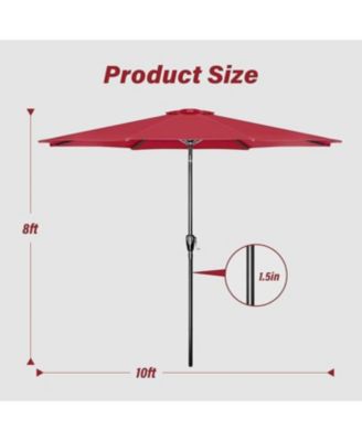 One 10ft Outdoor Market Patio Umbrella with 8 Sturdy Ribs, Tilt/Crank Push Button for Garden, Deck, Backyard and Pool