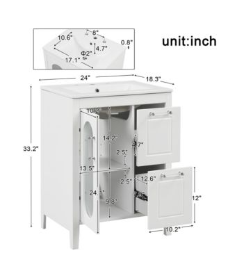 24" Bathroom Vanity with Sink, 2 Drawers and Door, Adjustable Shelf