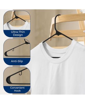 10 Pcs. Plastic Hangers - Non-Slip, Sturdy, and Heavy Duty Coat Set with 360&amp;#xB0; Swivel Hook for Clothes (Black