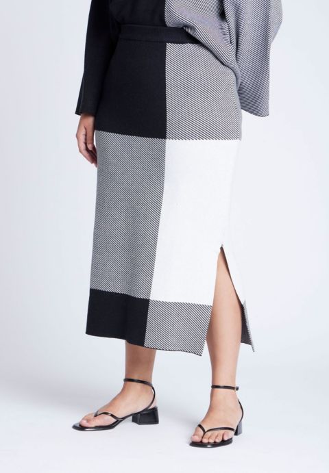 Женская юбка ELOQUII Intarsia Sweater Skirt, цвет: Клетчатый