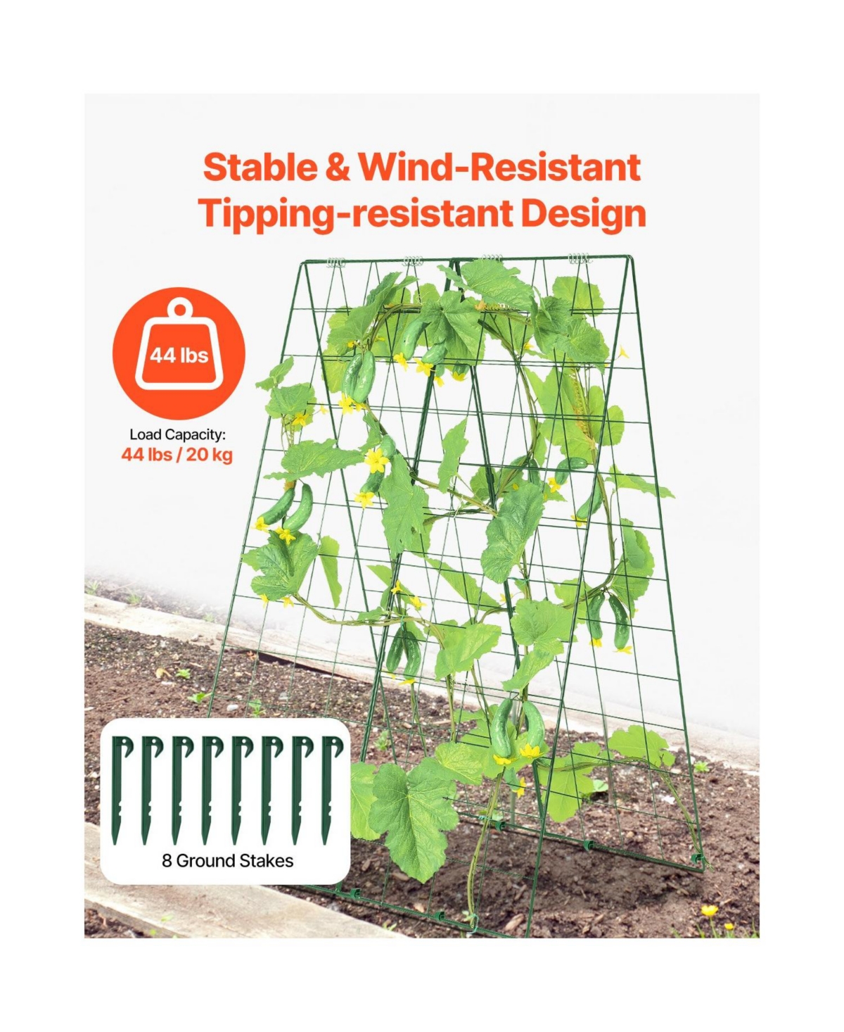 Slickblue Foldable A-Frame Metal Garden Trellis for Climbing Plants Cucumbers and Vegetables