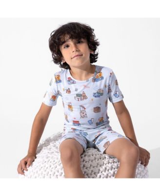 Kids Unisex Teddy Bear Picnic 2-Piece Short Sleeve & Shorts Pajama Set