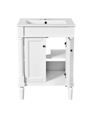 24" Freestanding Vanity Cabinet with Sink and 2-Tier Shelf