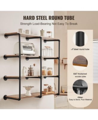 4 Tier Industrial Pipe Wall-Mount Shelf Frame 3PCS Without Planks for Custom Storage