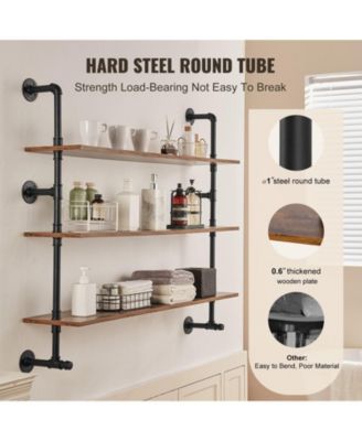 Industrial Pipe Wall-Mounted Shelf 3 Tier Storage Rack for Kitchen and Bedroom