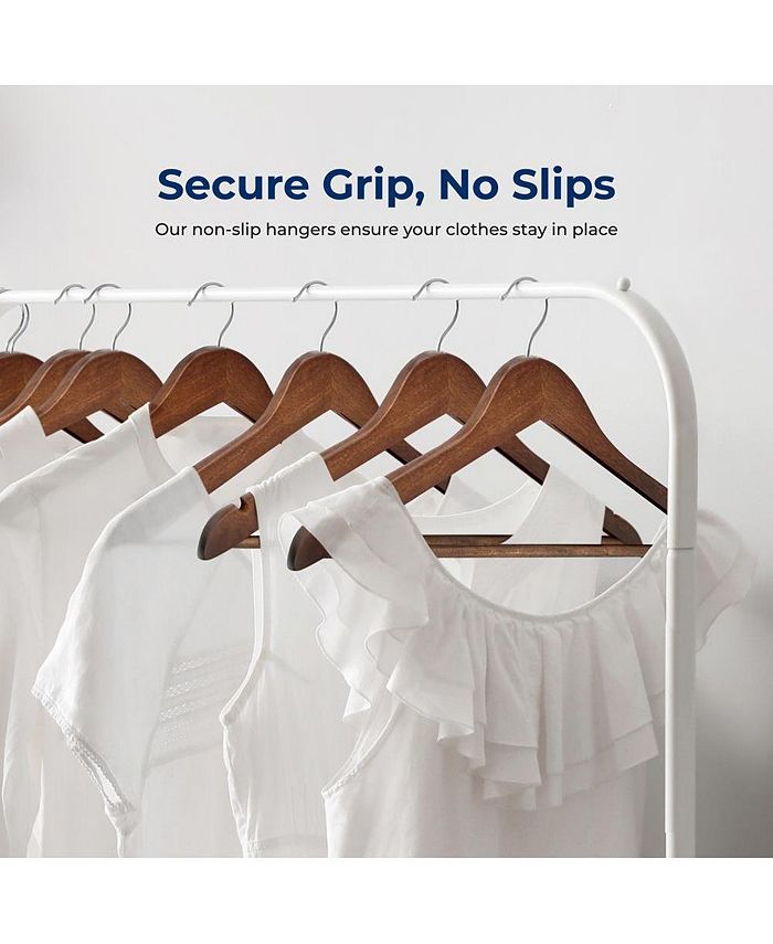 SereneLife 20 Pieces Wooden Hangers - Non-Slip, Sturdy, and Heavy Duty Suit Hanger Set with Chrome 360° Swivel Hook (Vintage) - Brown
