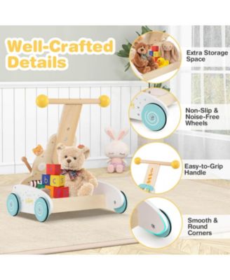 Wooden Baby Walker Ice Cream Cart Toy with Sweet Accessories & Smooth Wheels