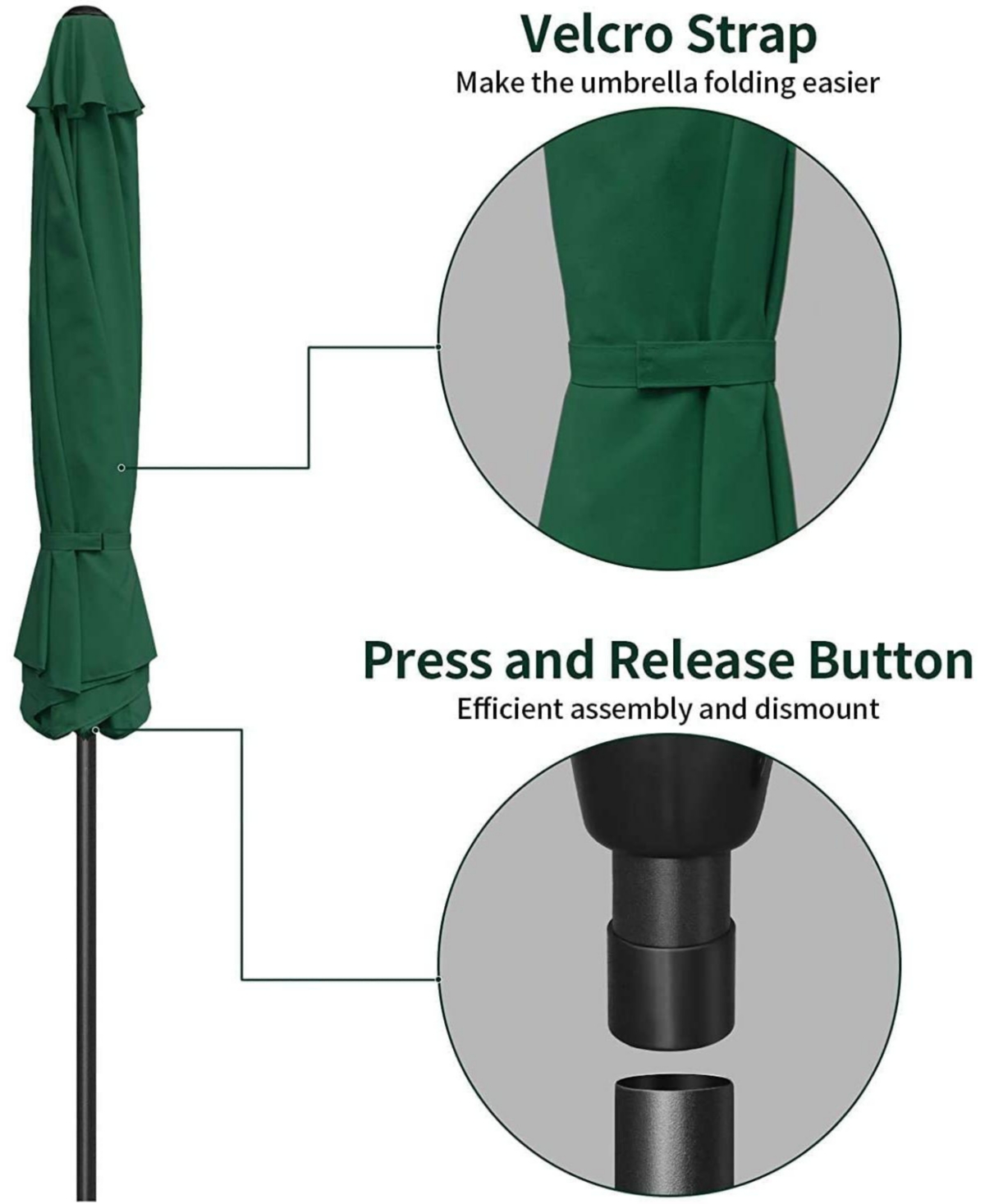 Flynama One Simple Deluxe 9ft Outdoor Market Table Patio Umbrella with Button Tilt, Crank and 8 Sturdy Ribs for Garden