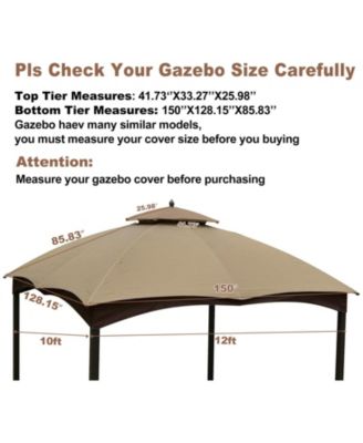 Replacement Canopy Top for Lowe's Allen Roth Heavy Duty Gazebo Roof Gazebo Top with Air Vent 10X12 Gazebo CoverReplacement Top Only (beige)