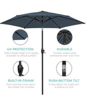 7.5ft Heavy-Duty Outdoor Market Patio Umbrella w/ Push Button Tilt, Easy Crank