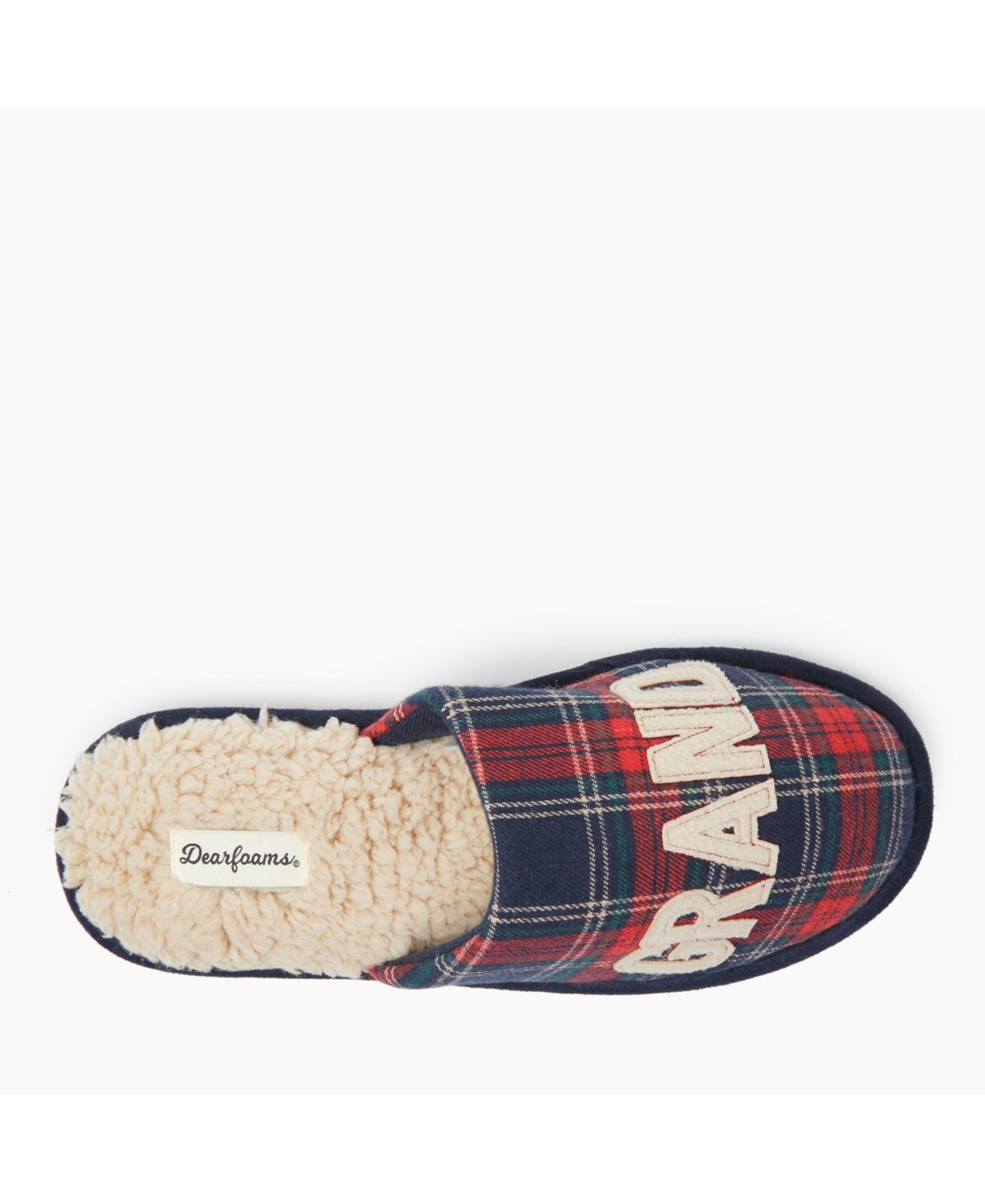 Мужские тапочки Dearfoams Carson Grand Bear Grandpa Scuff House Slipper, цвет: Тёмно-синий клетчатый — фото 5