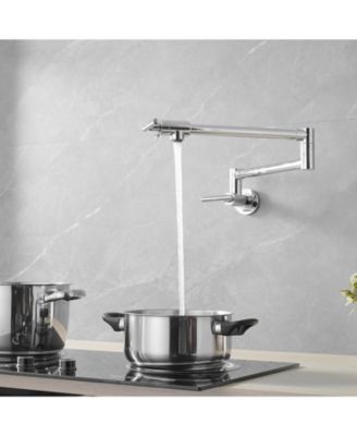 Wall Mount Double-Handle Dual Joint Swing Arm Pot Filler Faucet