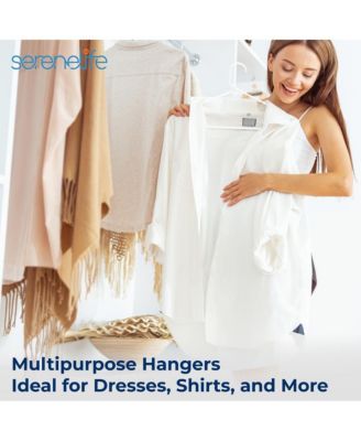 10 Pcs. Plastic Hangers - Non-Slip, Sturdy, and Heavy Duty Coat Set with 360&amp;#xB0; Swivel Hook for Clothes (White)