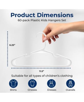 60 Pcs. Non-Slip Plastic Kids Hangers - Durable and Space-Saving Closet Organizers