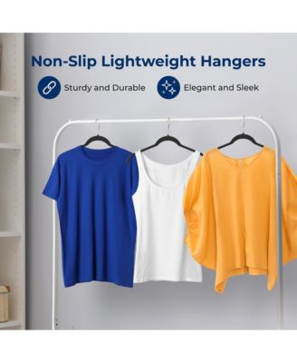 50-Piece Velvet Shirt Hangers - Non-Slip, Sturdy, Space Saving and Heavy Duty Coat Set with 360&amp;#xB0; Swivel Hook for Clothes (Black)