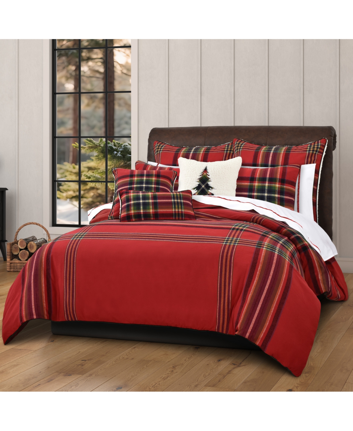 J Queen New York Andrew Plaid Square Decorative Pillow, 20" X 20" In Red